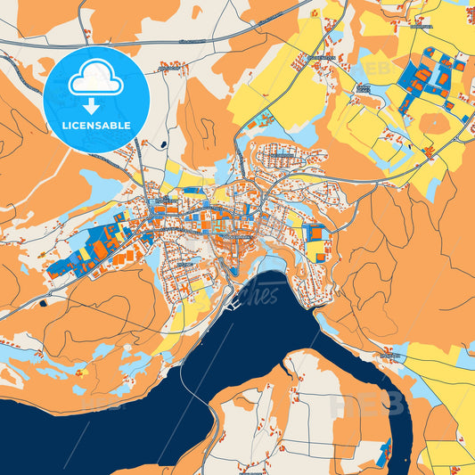 Colorful Völkermarkt Street Map with Labels and Buildings