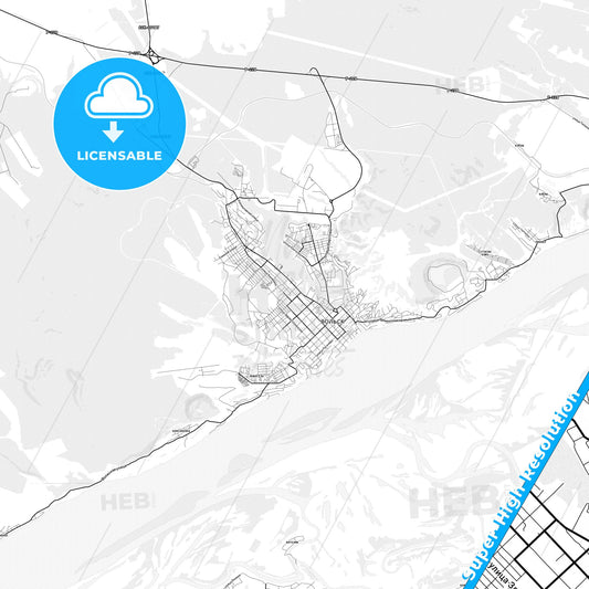 Volsk, Russia light map with streetnames, citynames and districts