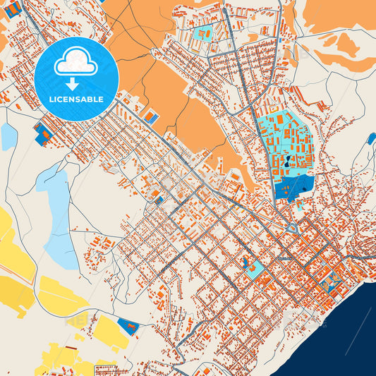 Colorful Volsk Street Map with Labels and Buildings