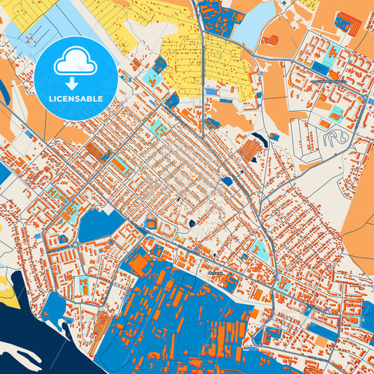 Colorful Volzhsk Street Map with Labels and Buildings
