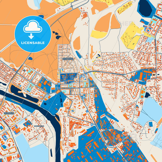 Colorful Voskresensk Street Map with Labels and Buildings