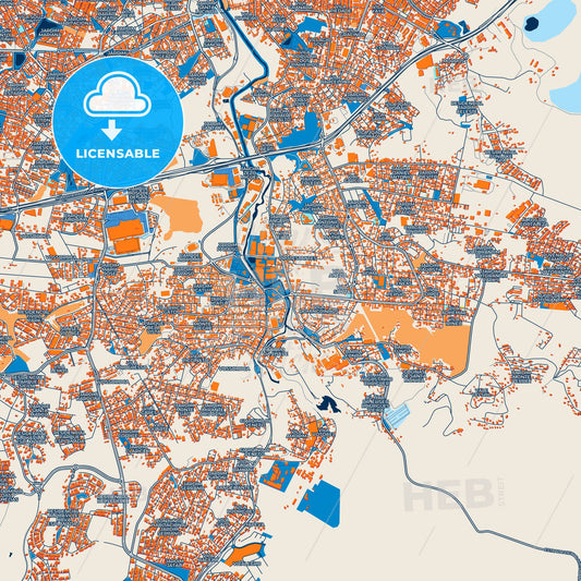 Colorful Votorantim Street Map with Labels and Buildings
