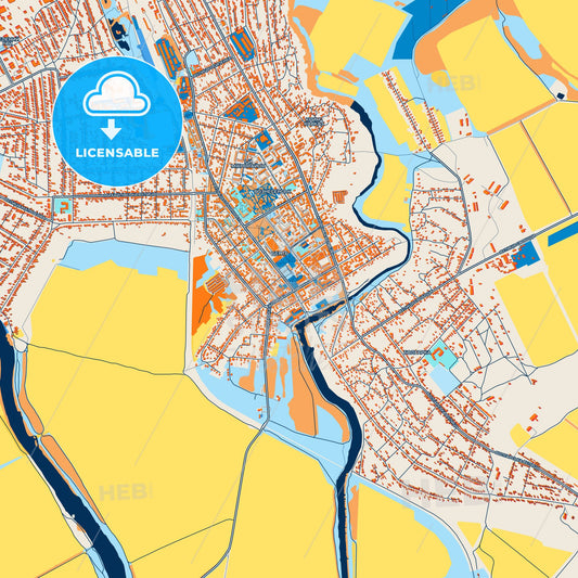 Colorful Voznesensk Street Map with Labels and Buildings