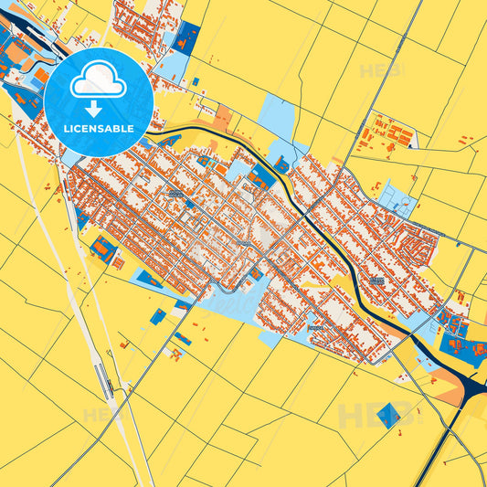 Colorful Vrbas Street Map with Labels and Buildings