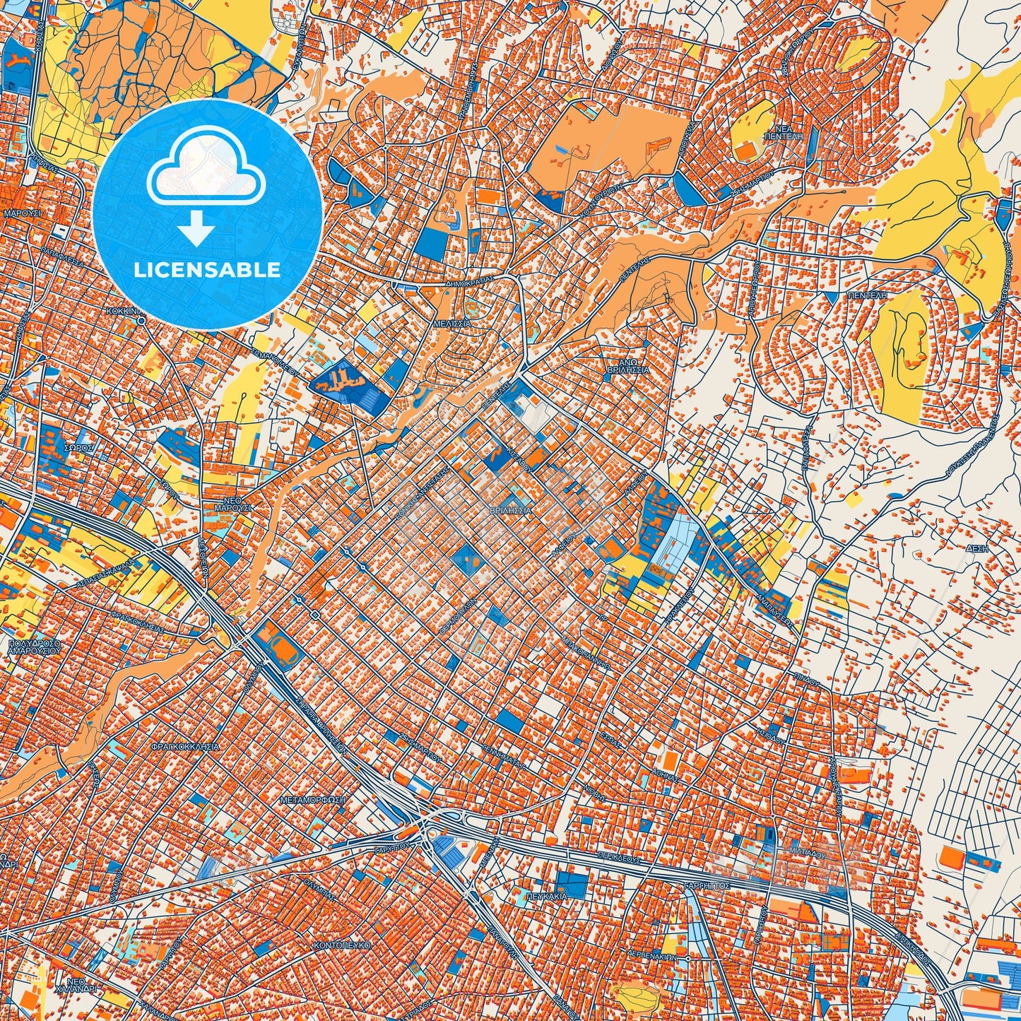 Colorful Vrilissia Street Map with Labels and Buildings
