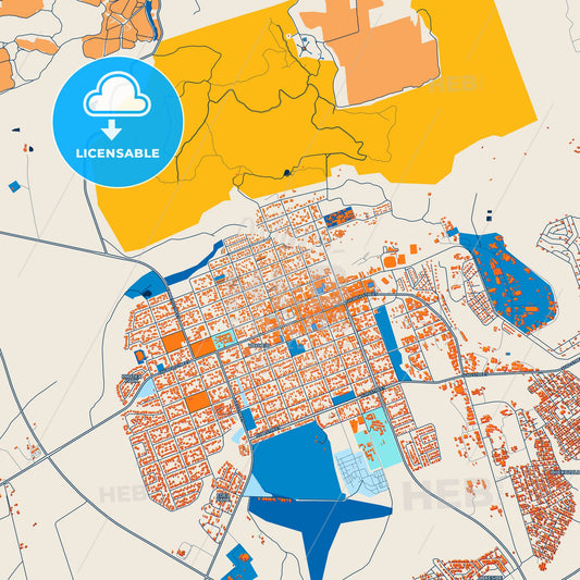 Colorful Vryheid Street Map with Labels and Buildings
