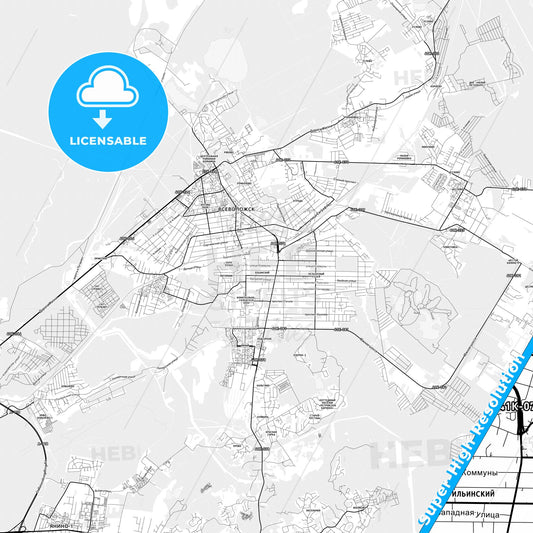 Vsevolozhsk, Russia light map with streetnames, citynames and districts
