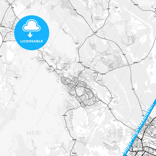 Vyborg, Russia light map with streetnames, citynames and districts