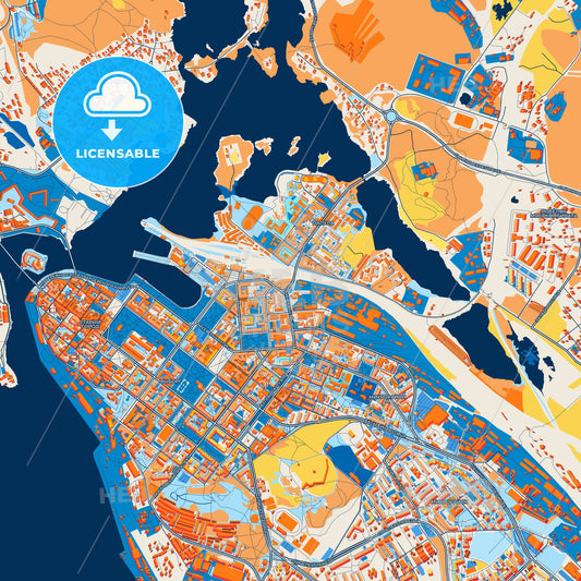 Colorful Vyborg Street Map with Labels and Buildings