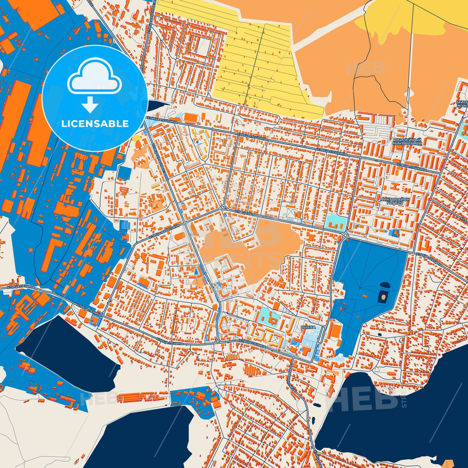 Colorful Vyksa Street Map with Labels and Buildings