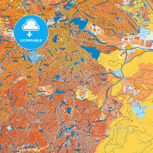 Colorful Vyronas Street Map with Labels and Buildings