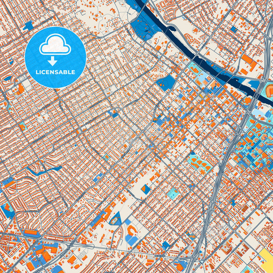 Colorful Waco Street Map with Labels and Buildings