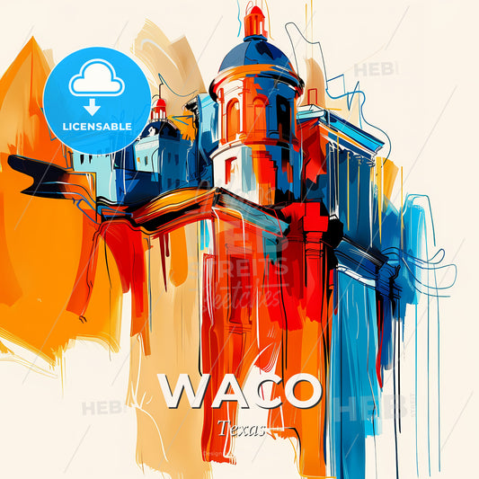 Vibrant Waco, Texas - A Painting Of A Building - Square format print template