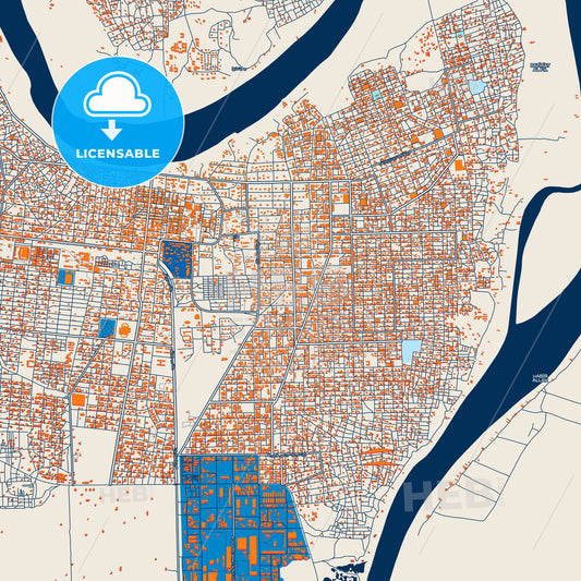 Colorful Wad Medani Street Map with Labels and Buildings