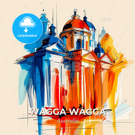 Vibrant Wagga Wagga, Australia - A Painting Of A Building - Square format print template
