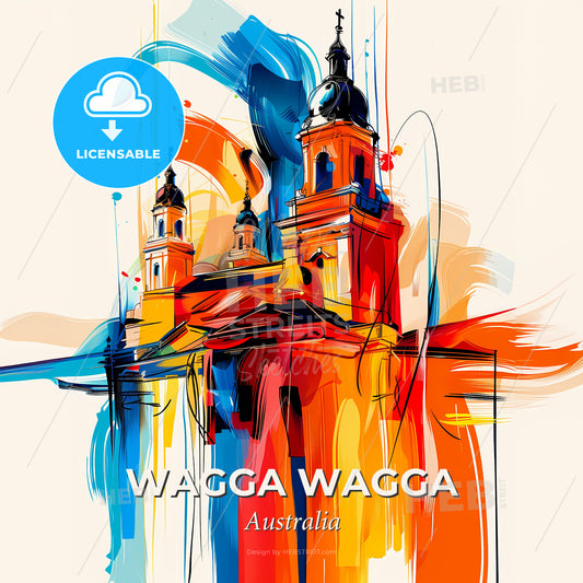 Vibrant Wagga Wagga, Australia - A Painting Of A Building With Colorful Paint - Square format print template