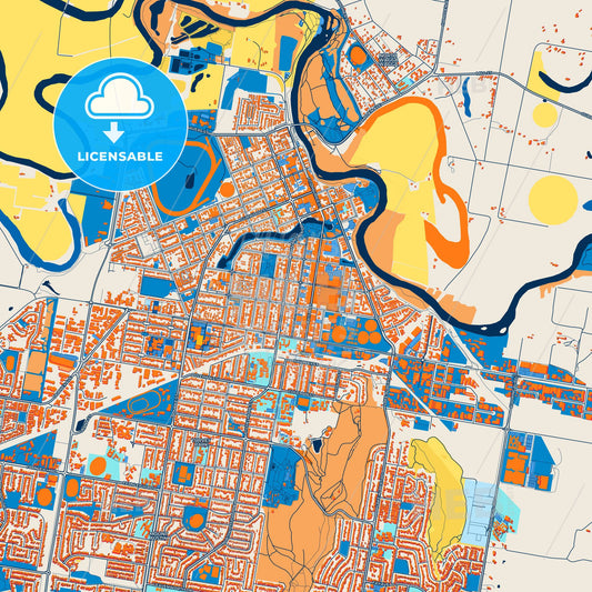 Colorful Wagga Wagga Street Map with Labels and Buildings
