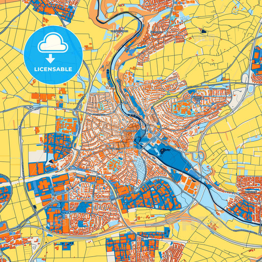 Colorful Waiblingen Street Map with Labels and Buildings
