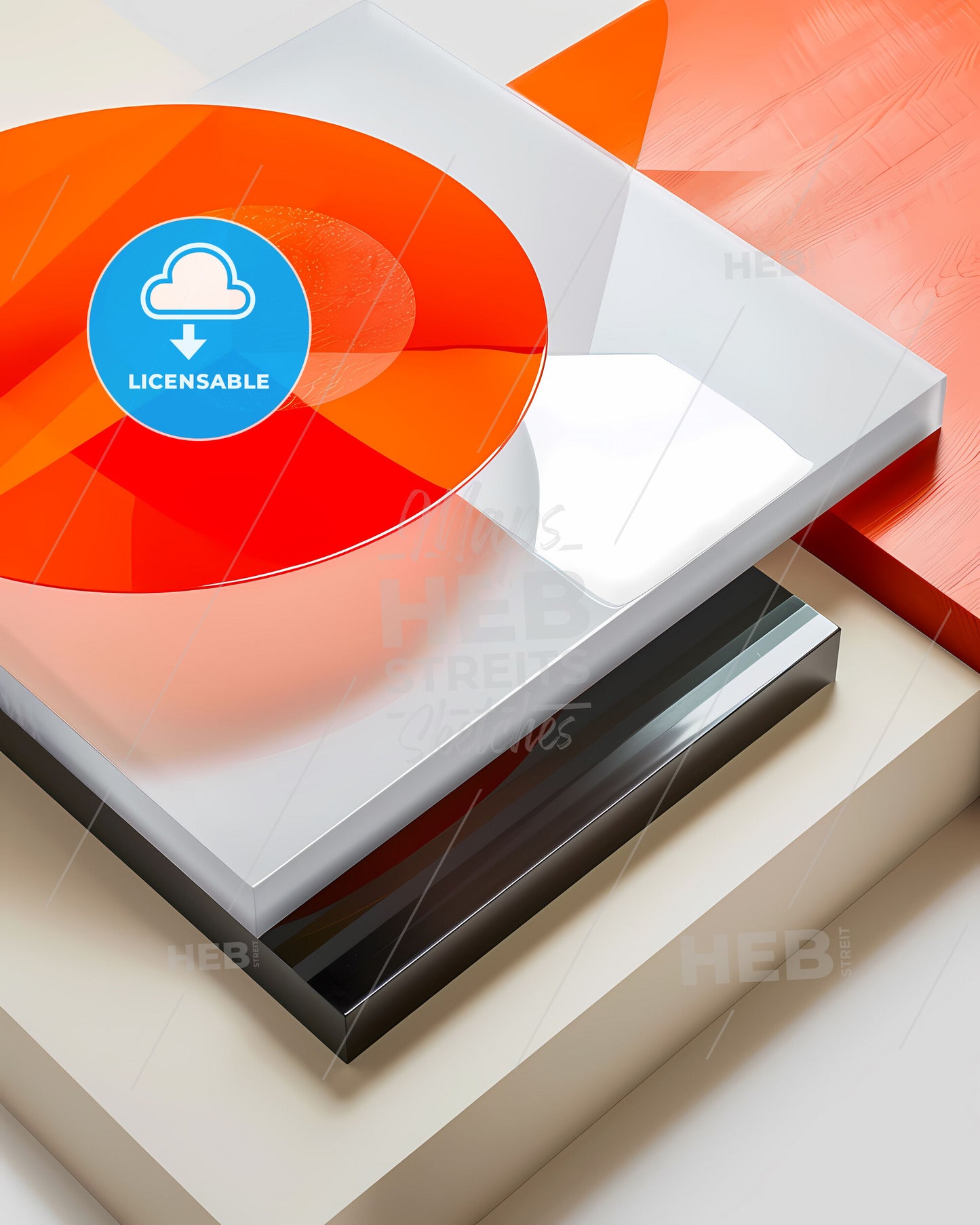 Geometric perfection: Minimalist Bauhaus circle painting in vibrant red and white on a white surface