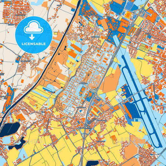 Colorful Wals-Siezenheim Street Map with Labels and Buildings
