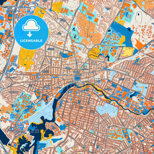Colorful Waltham Street Map with Labels and Buildings