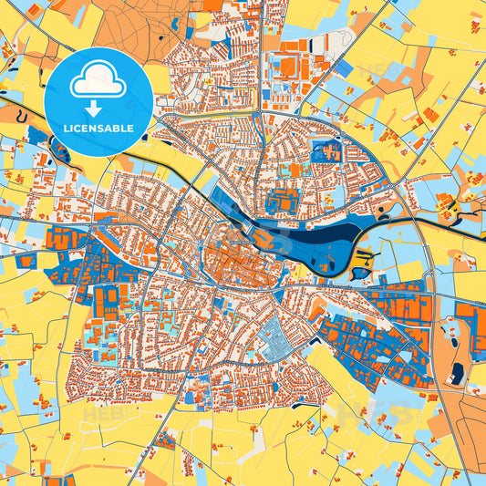 Colorful Warendorf Street Map with Labels and Buildings