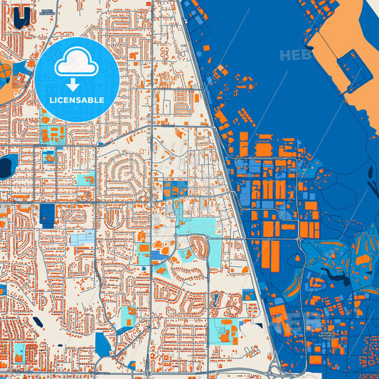 Colorful Warner Robins Street Map with Labels and Buildings