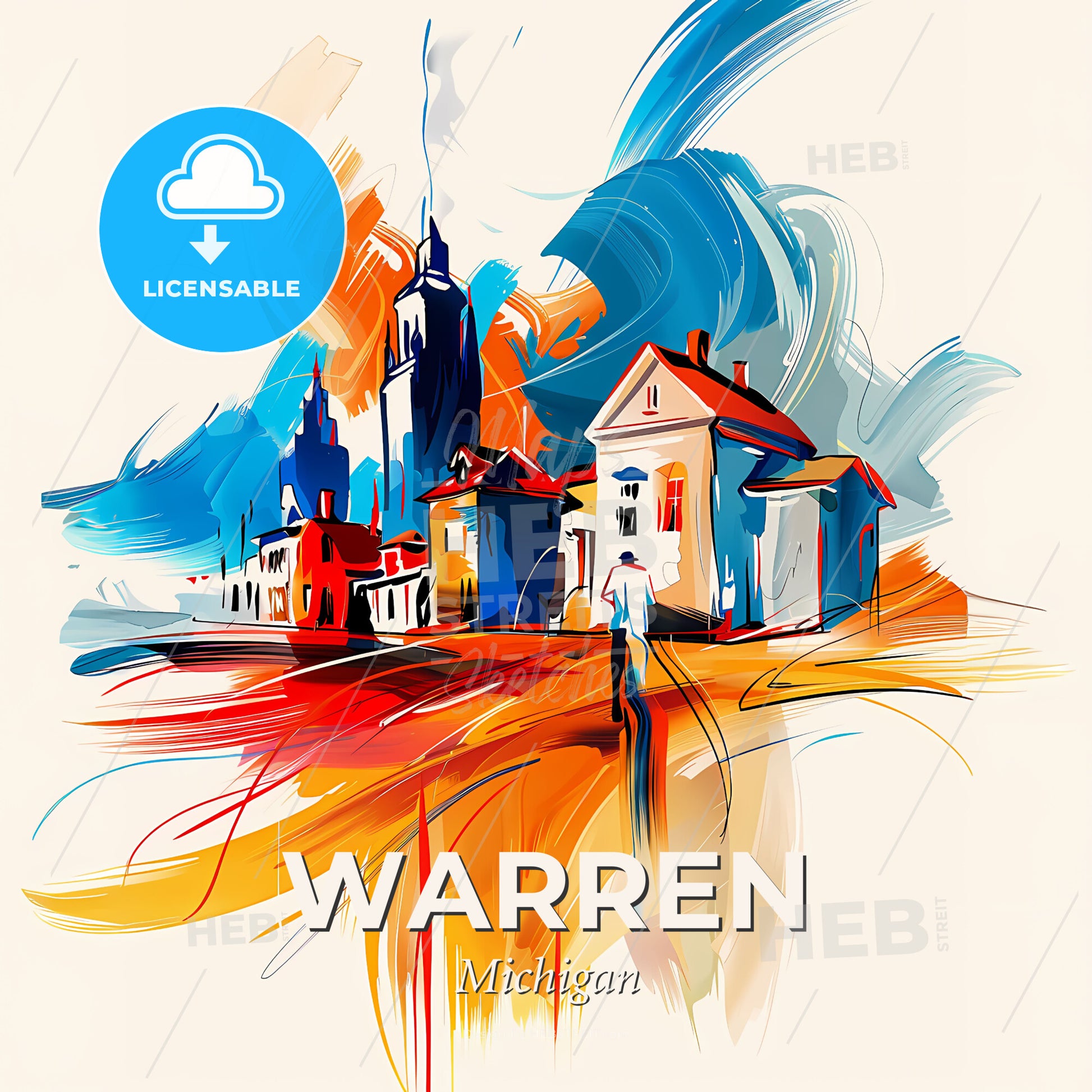 Vibrant Warren, Michigan - A Painting Of A City - Square format print template