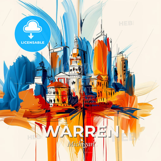 Vibrant Warren, Michigan - A Painting Of A City - Square format print template