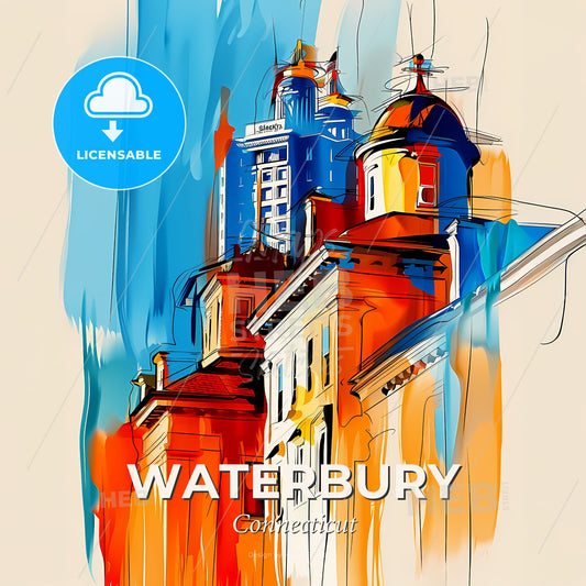 Vibrant Waterbury, Connecticut - A Painting Of A Building - Square format print template