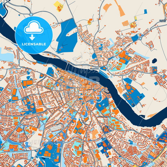 Colorful Waterford Street Map with Labels and Buildings