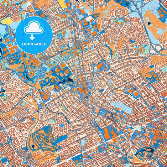 Colorful Waterloo Street Map with Labels and Buildings