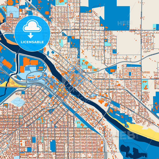 Colorful Waterloo Street Map with Labels and Buildings