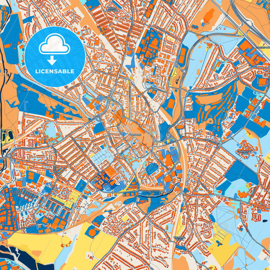 Colorful Watford Street Map with Labels and Buildings