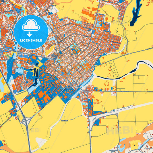 Colorful Watsonville Street Map with Labels and Buildings