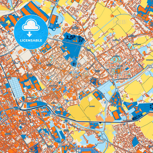 Colorful Wattrelos Street Map with Labels and Buildings