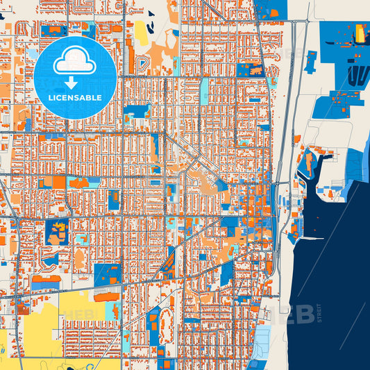 Colorful Waukegan Street Map with Labels and Buildings