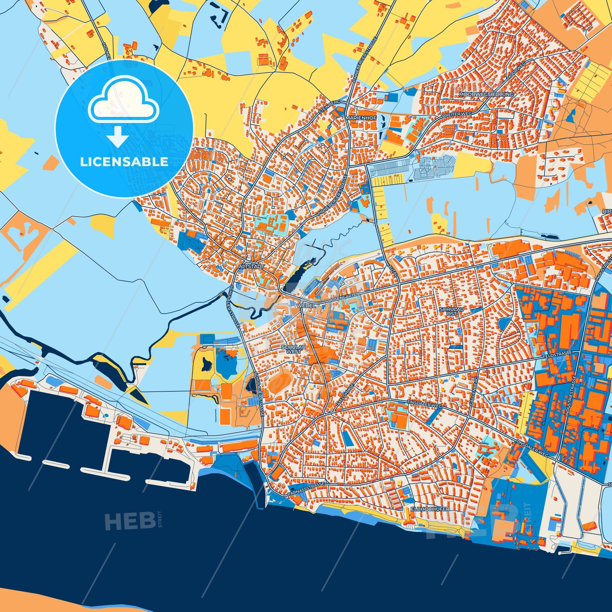 Werdohl Map Colorful Wedel Street Map With Labels And Buildings – HEBSTREITS