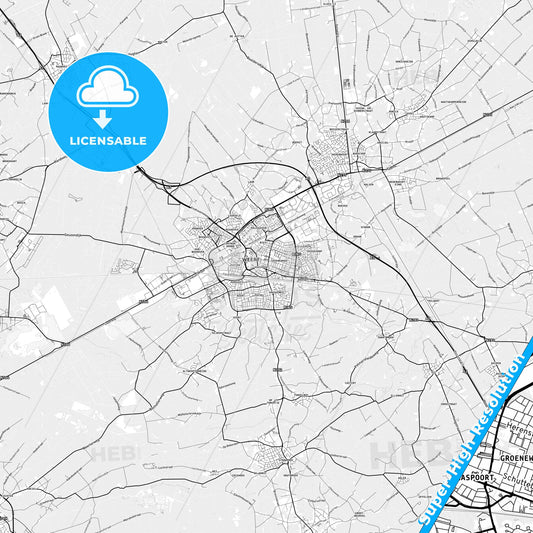 Weert, Netherlands light map with streetnames, citynames and districts
