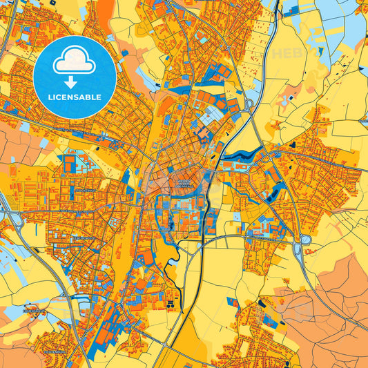 Colorful Weiden in der Oberpfalz Street Map with Labels and Buildings