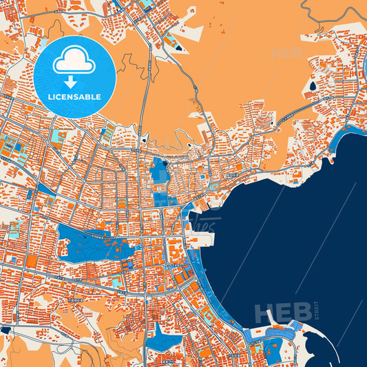 Colorful Weihai Street Map with Labels and Buildings