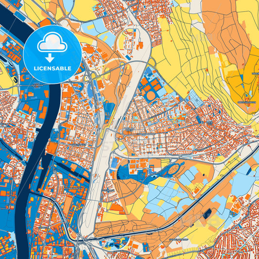 Colorful Weil am Rhein Street Map with Labels and Buildings