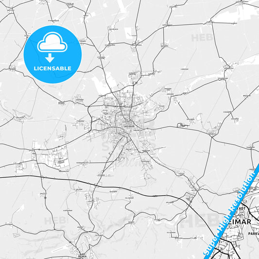 Weimar, Germany light map with streetnames, citynames and districts