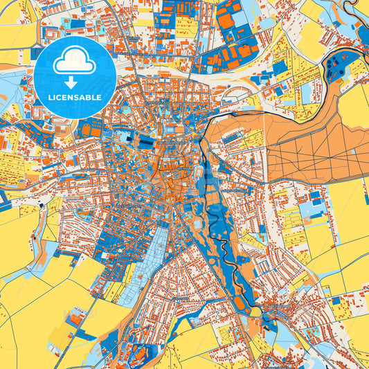 Colorful Weimar Street Map with Labels and Buildings