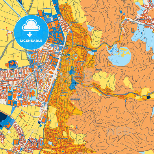 Colorful Weinheim Street Map with Labels and Buildings