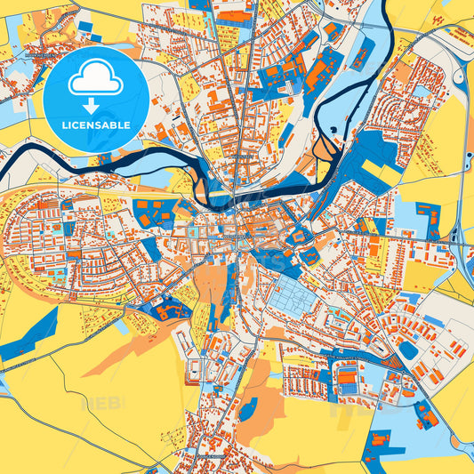 Colorful Weißenfels Street Map with Labels and Buildings