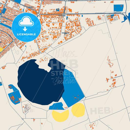 Colorful Welkom Street Map with Labels and Buildings