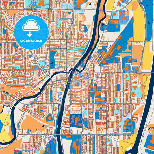 Colorful Welland Street Map with Labels and Buildings