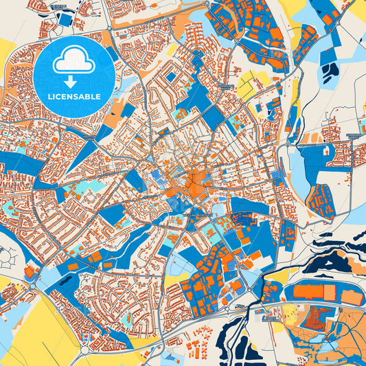 Colorful Wellingborough Street Map with Labels and Buildings