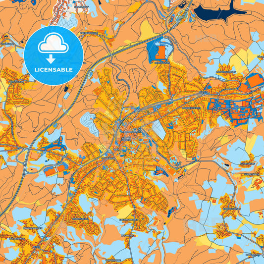 Colorful Wermelskirchen Street Map with Labels and Buildings